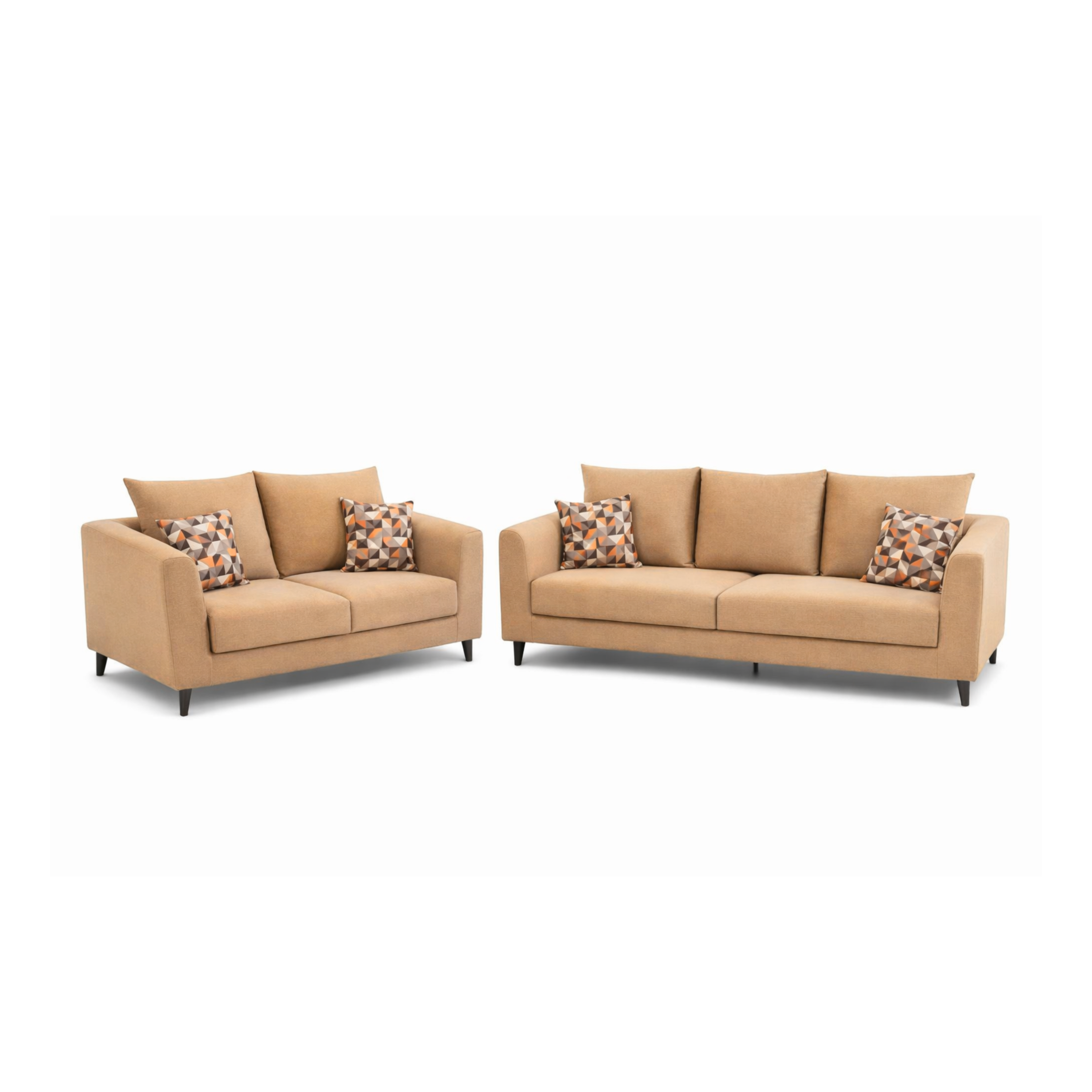 ARENA SOFA SET(3+2) WALNUT MATT WITH LIGHT BEIGE UPHOLSTRY ARENA