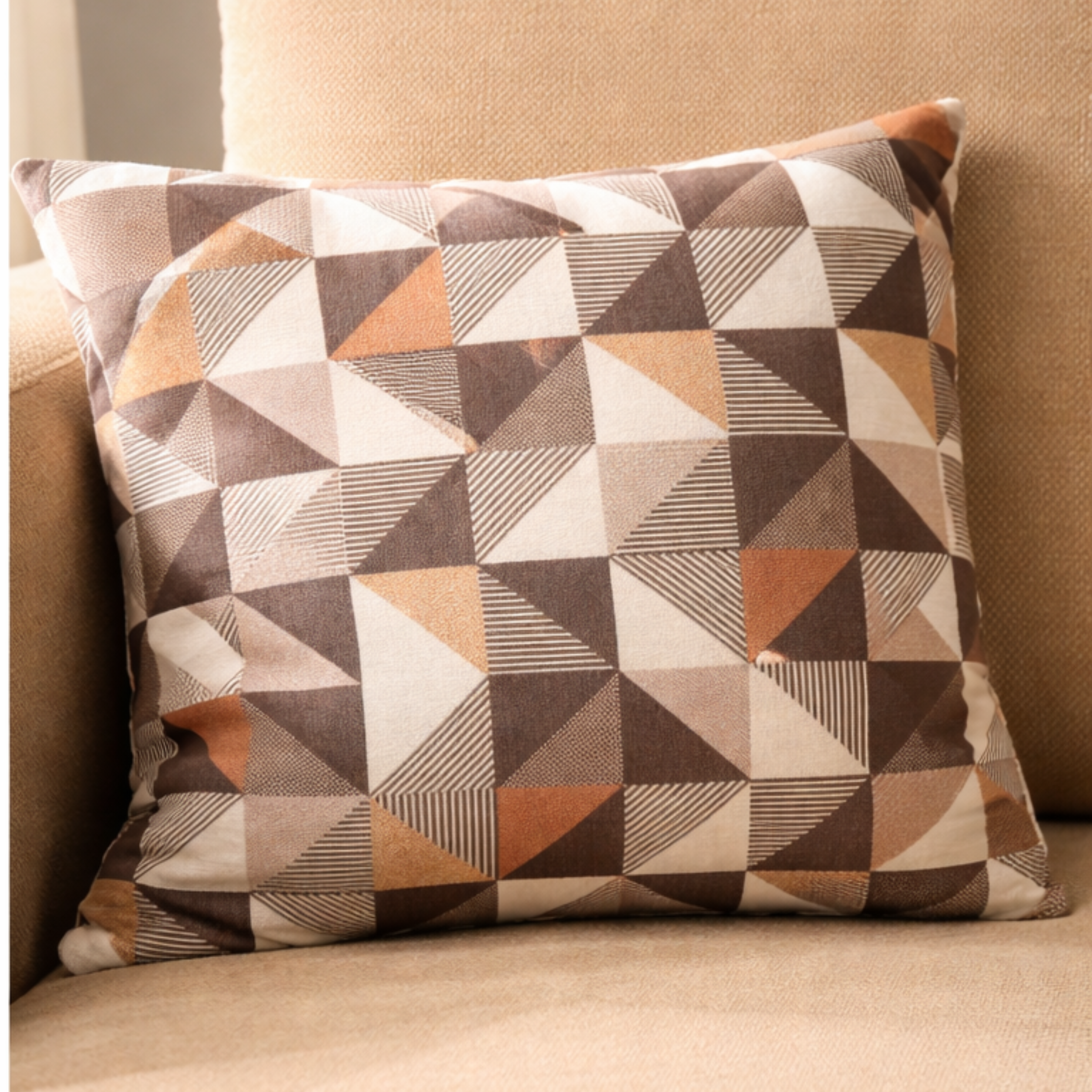 ARENA SOFA SET(3+2) WALNUT MATT WITH LIGHT BEIGE UPHOLSTRY ARENA