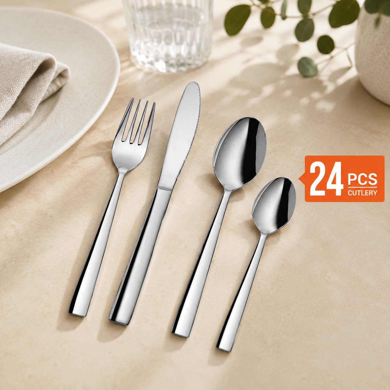 Stainless Steel 24 PCS Cutlery Set Lotus Pln SHRI & SAM