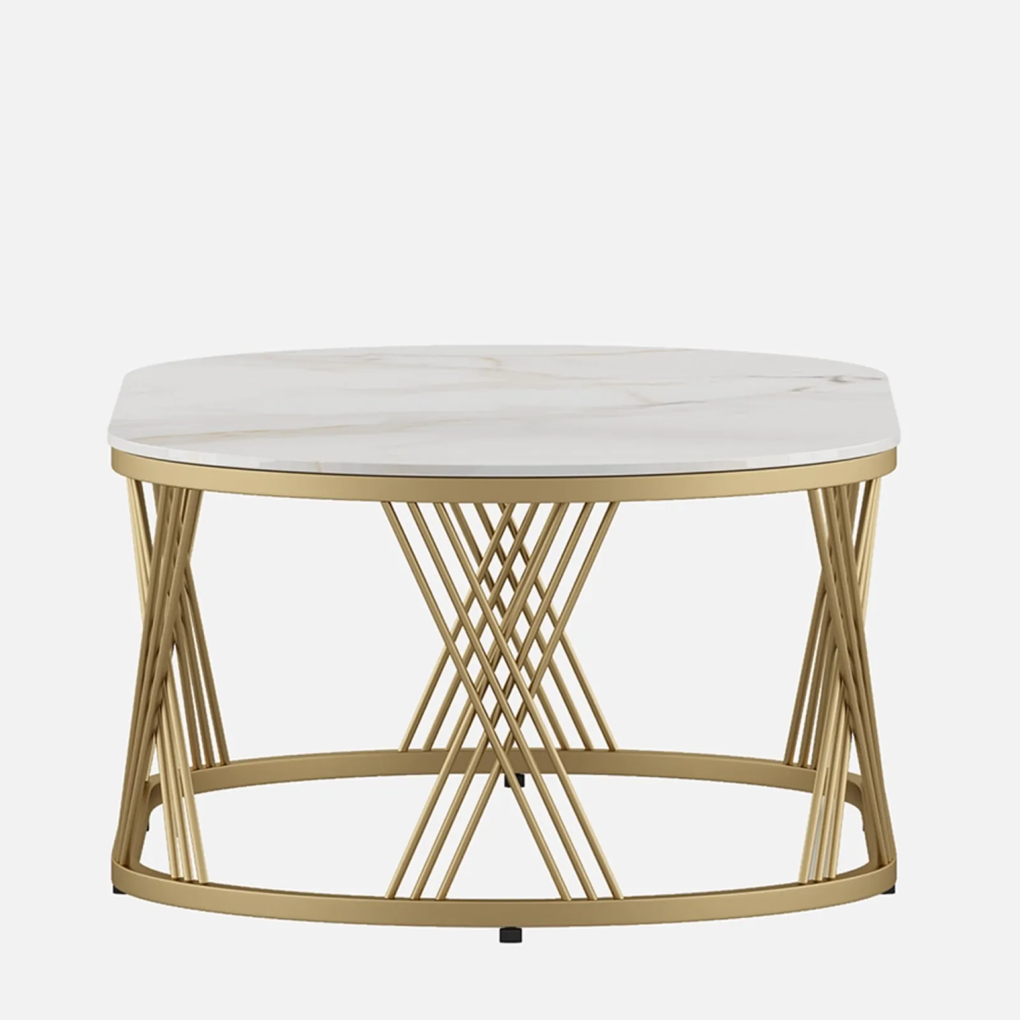 SW CENTER TABLE ROGER OVAL CERAMIC TOP METAL BASE (GOLD) SPACEWOOD