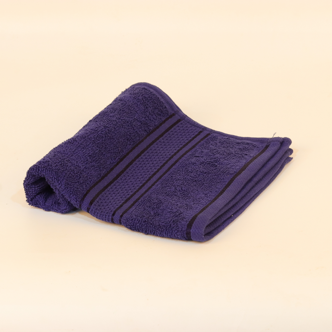 OoNA Hand Towel Cotton Silky Border Navy Blue OoNA