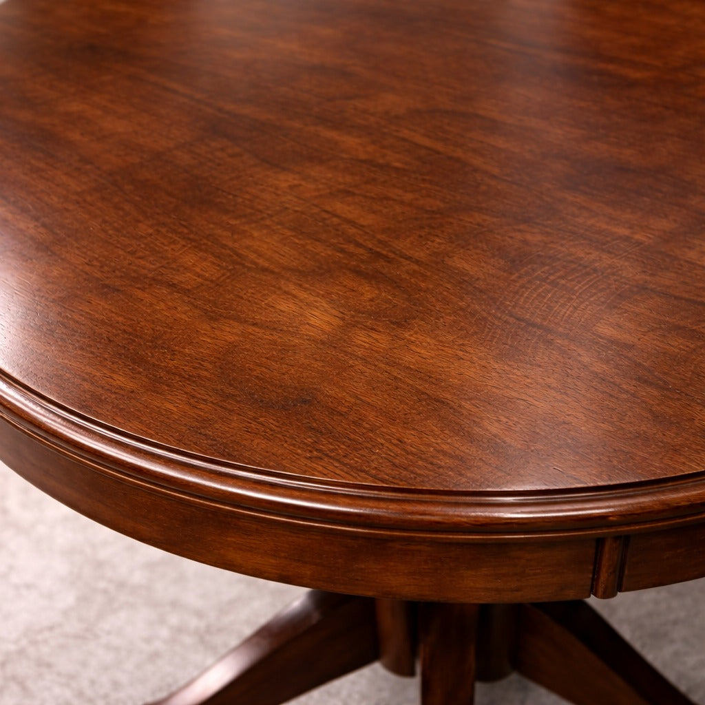 ARENA DINING SET(1+4) SOLID RUBBER WOOD FIXED TOP ROUND OAK COL ARENA
