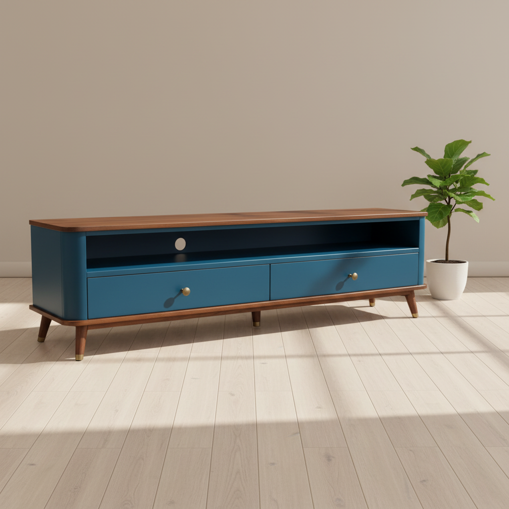 ARENA TV CABINET WOODEN R 2235 HEENA 2 DRAWER LIGHT HONEY BROWN ARENA