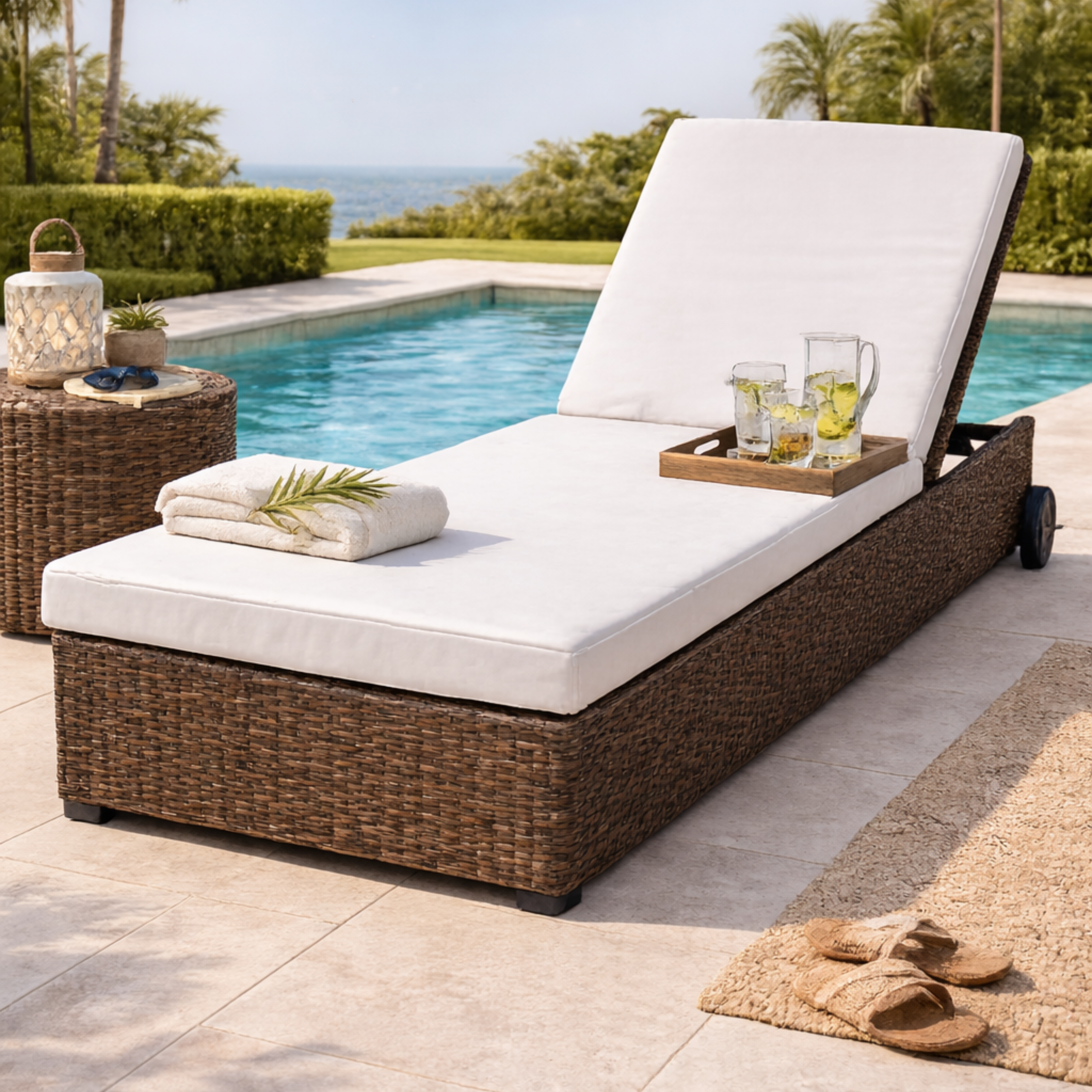 Arena Weave Craft Vagan Sun Lounger Rehau Wicker Agora Cushion ARENA