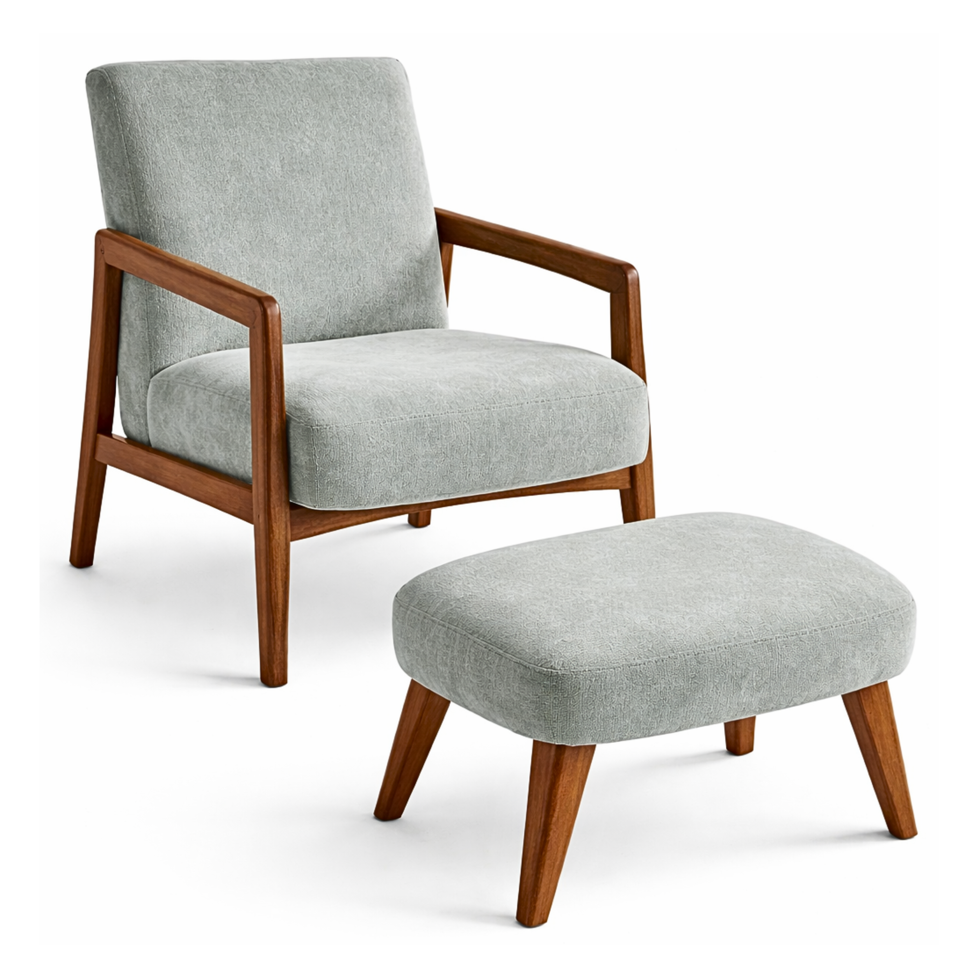 ACCENT CHAIR WITH OTTOMAN WALNUT MILANO GREEN ARENA