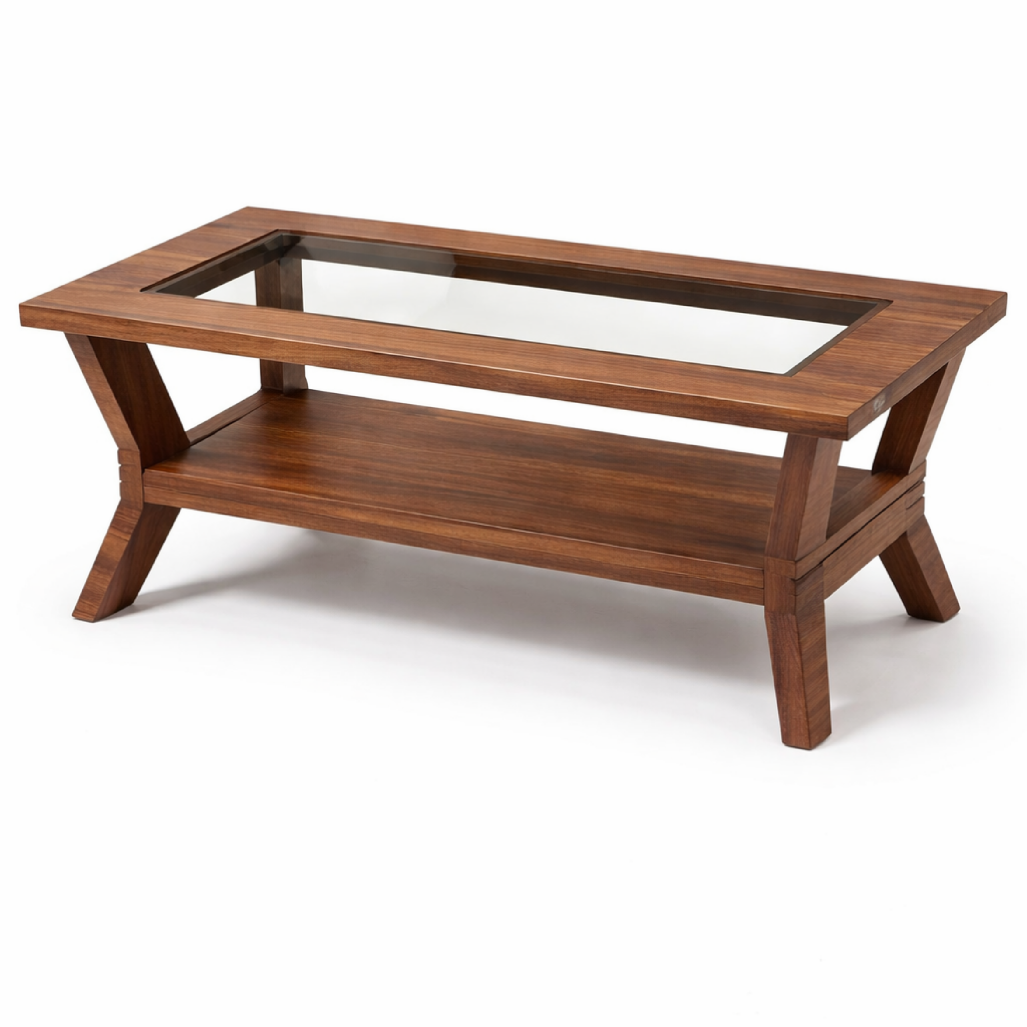 SW CENTER TABLE WOODLAND CT24 WITH GLASS TOP WALNUT SPACEWOOD