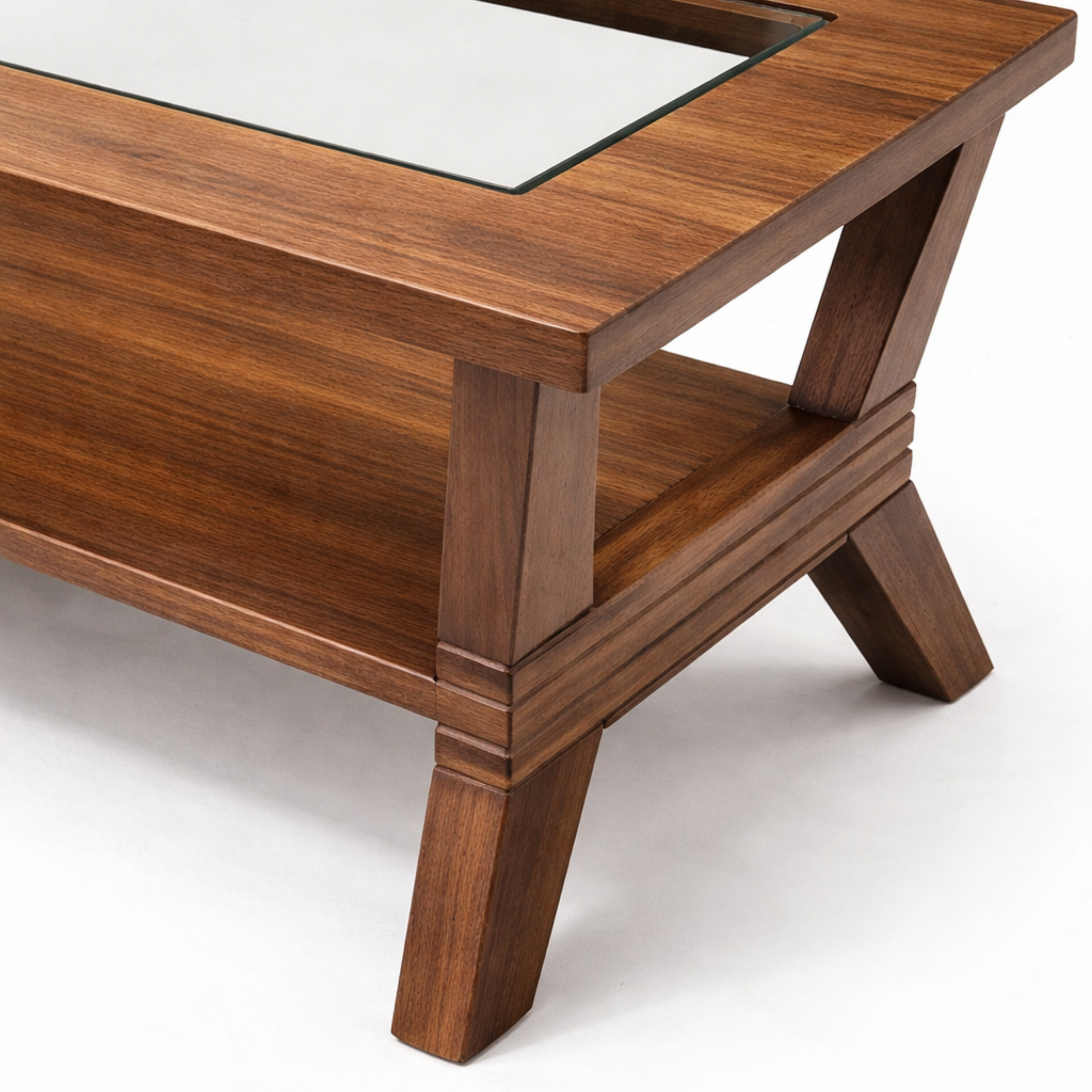SW CENTER TABLE WOODLAND CT24 WITH GLASS TOP WALNUT SPACEWOOD