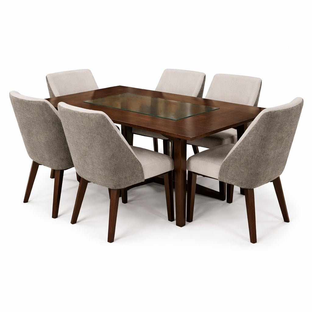 ARENA DINING SET(1+6) AC4420T002 SOLID WOOD FIXED TOP CMM Arena Retails Pvt Ltd