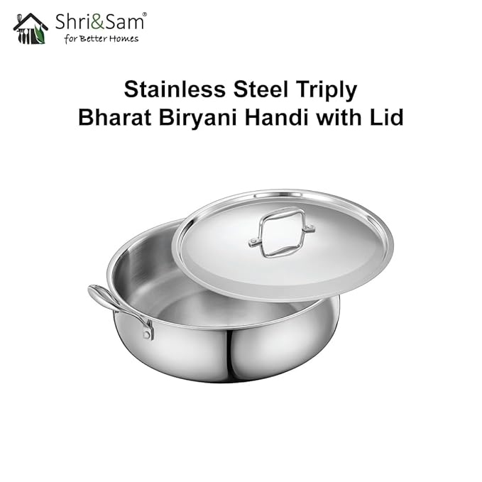 SHRI & SAM JHC-3-48-280 SS COOKWARE TRIPLY HM BRY POT 28CM LID SHRI & SAM