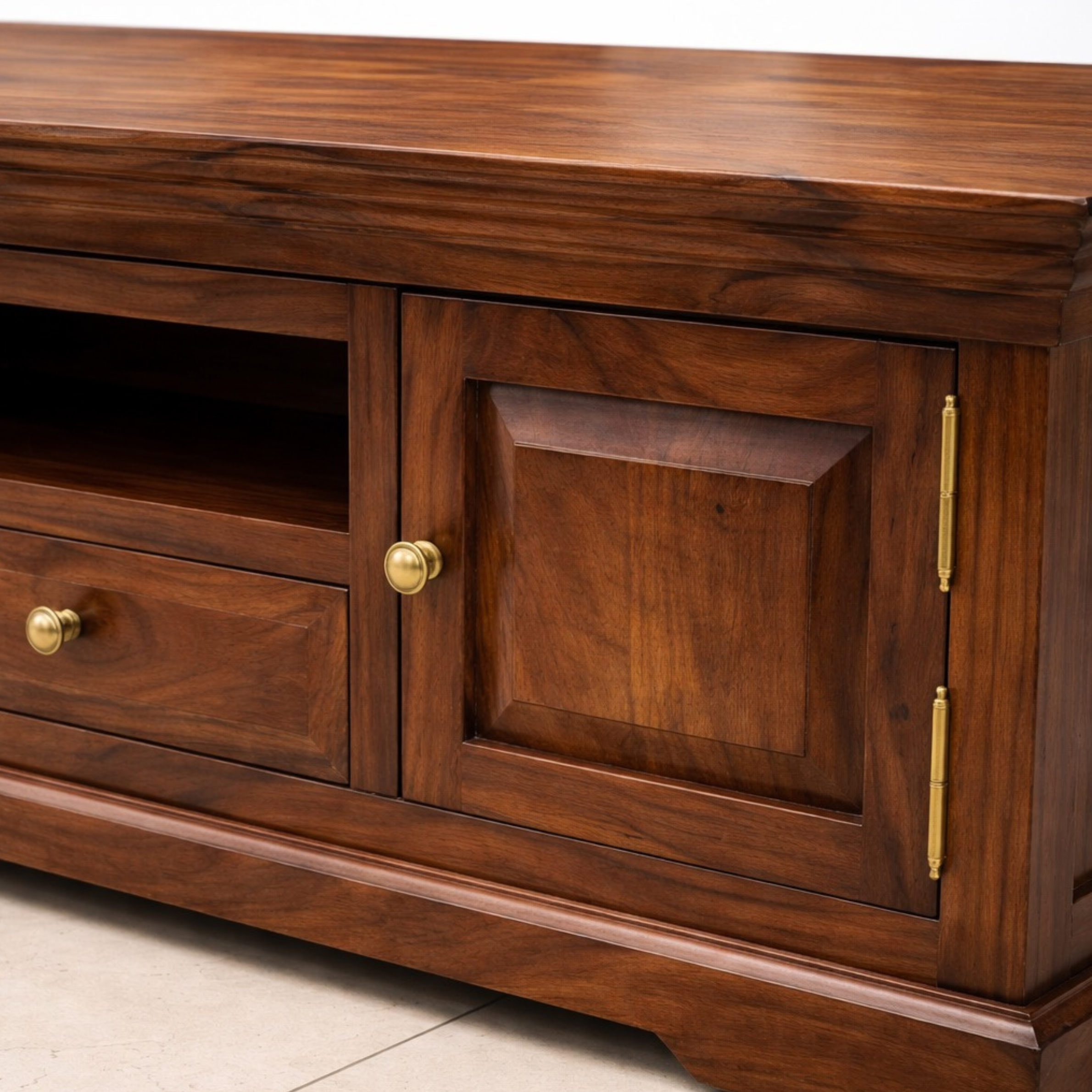 ARENA TV CABINAT R2110 VINTAGE 1 DRAWER 2 DRS LIGHT HONEY BROWN ARENA