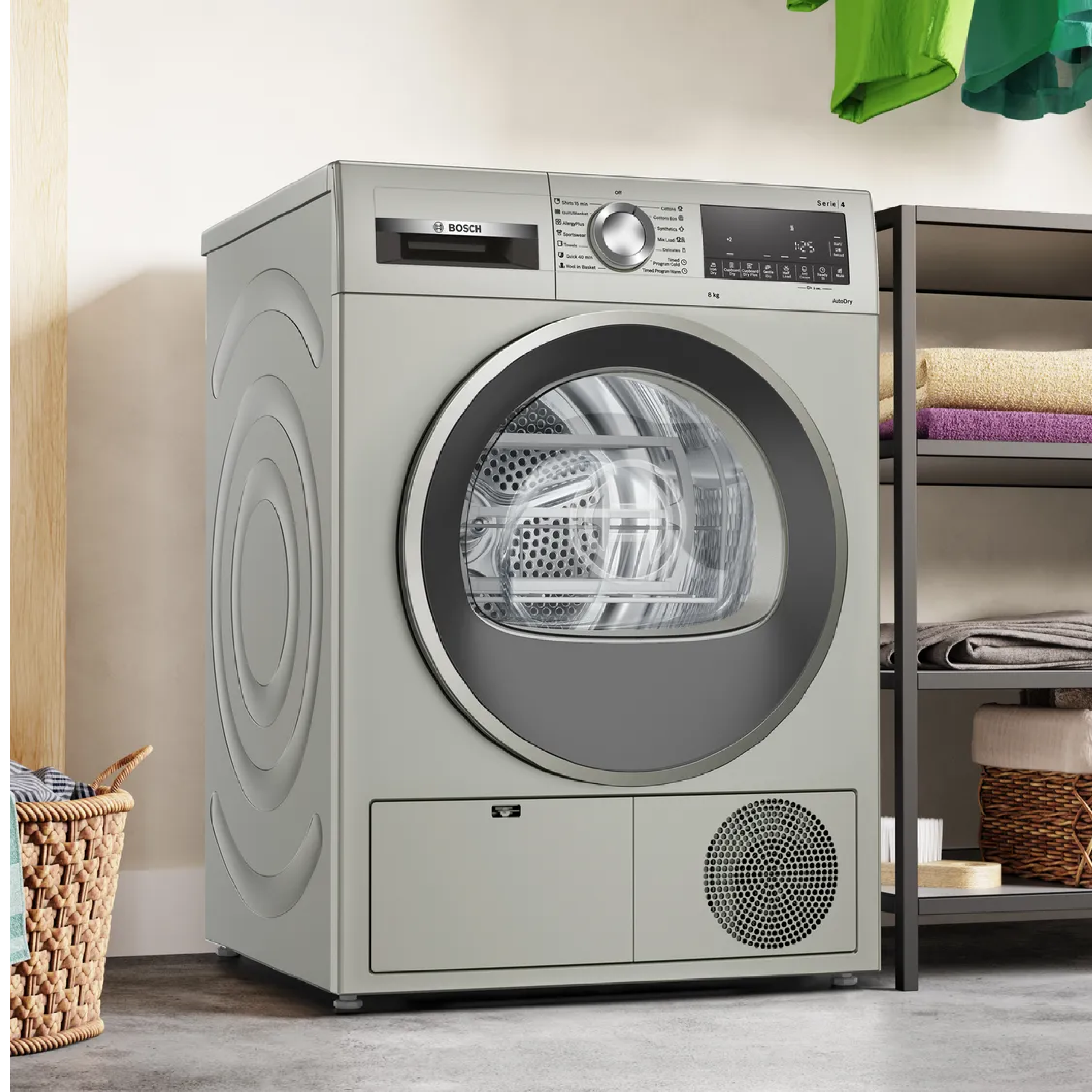 BOSCH Series 4 condenser Tumble Cloth Dryer inox WPG23108IN 8 KG Silver BOSCH
