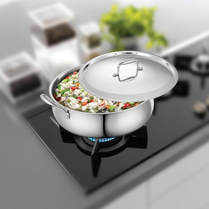 SHRI & SAM JHC-3-48-280 SS COOKWARE TRIPLY HM BRY POT 28CM LID SHRI & SAM