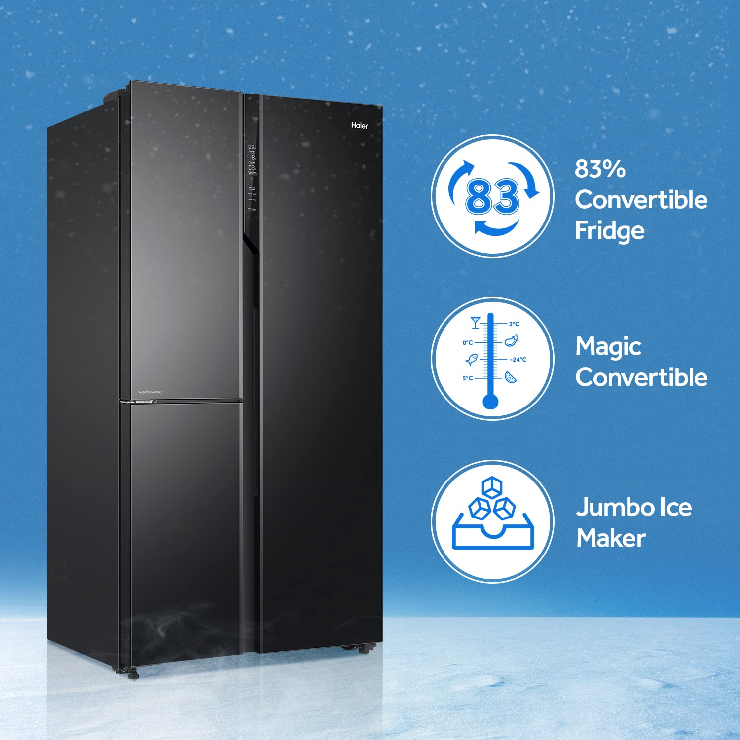 Haier 628L 3 Door Convertible Side By Side Refrigerator HAIER