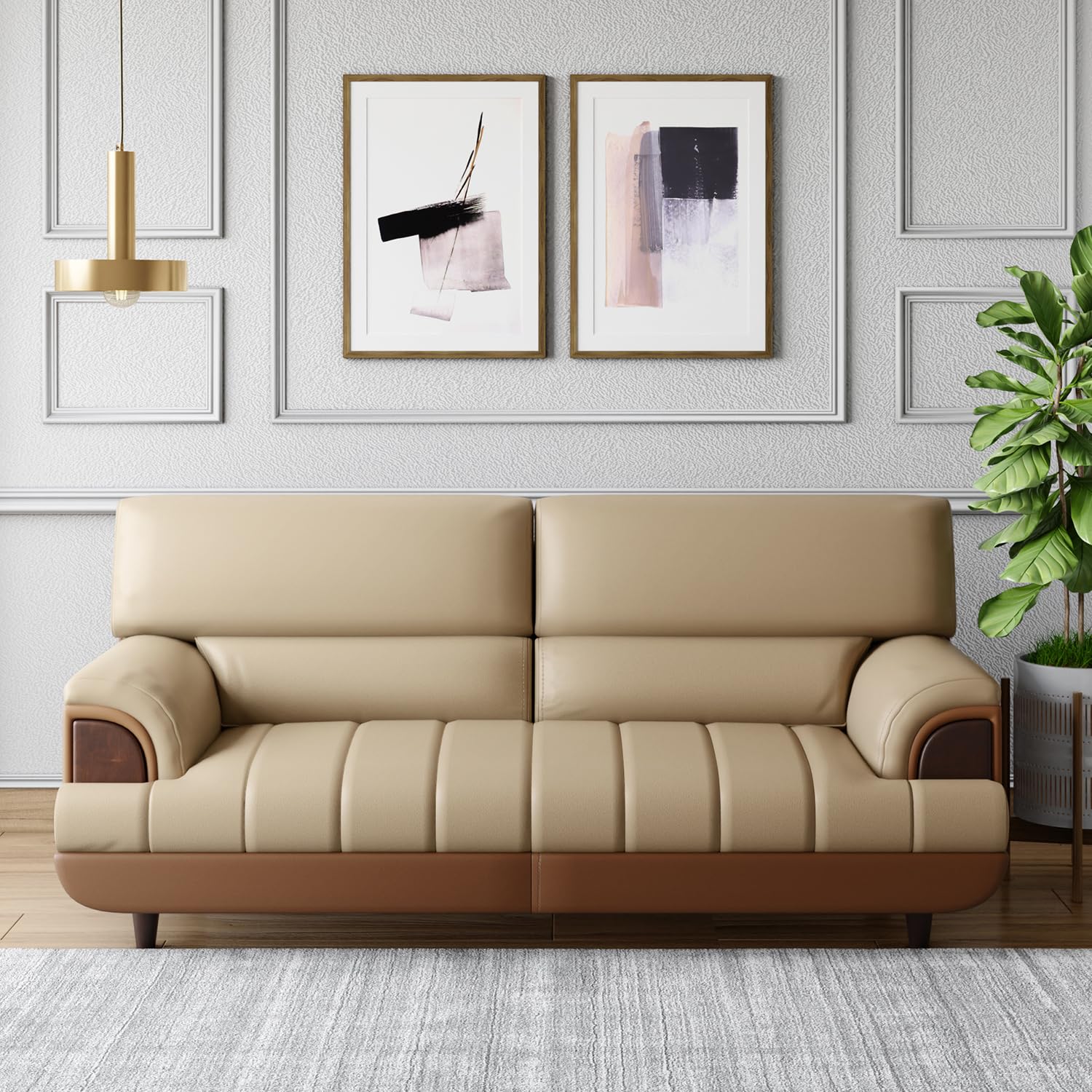 GODREJ 2 Seater Sofa BAYFLOW Beige Leatherette GODREJ