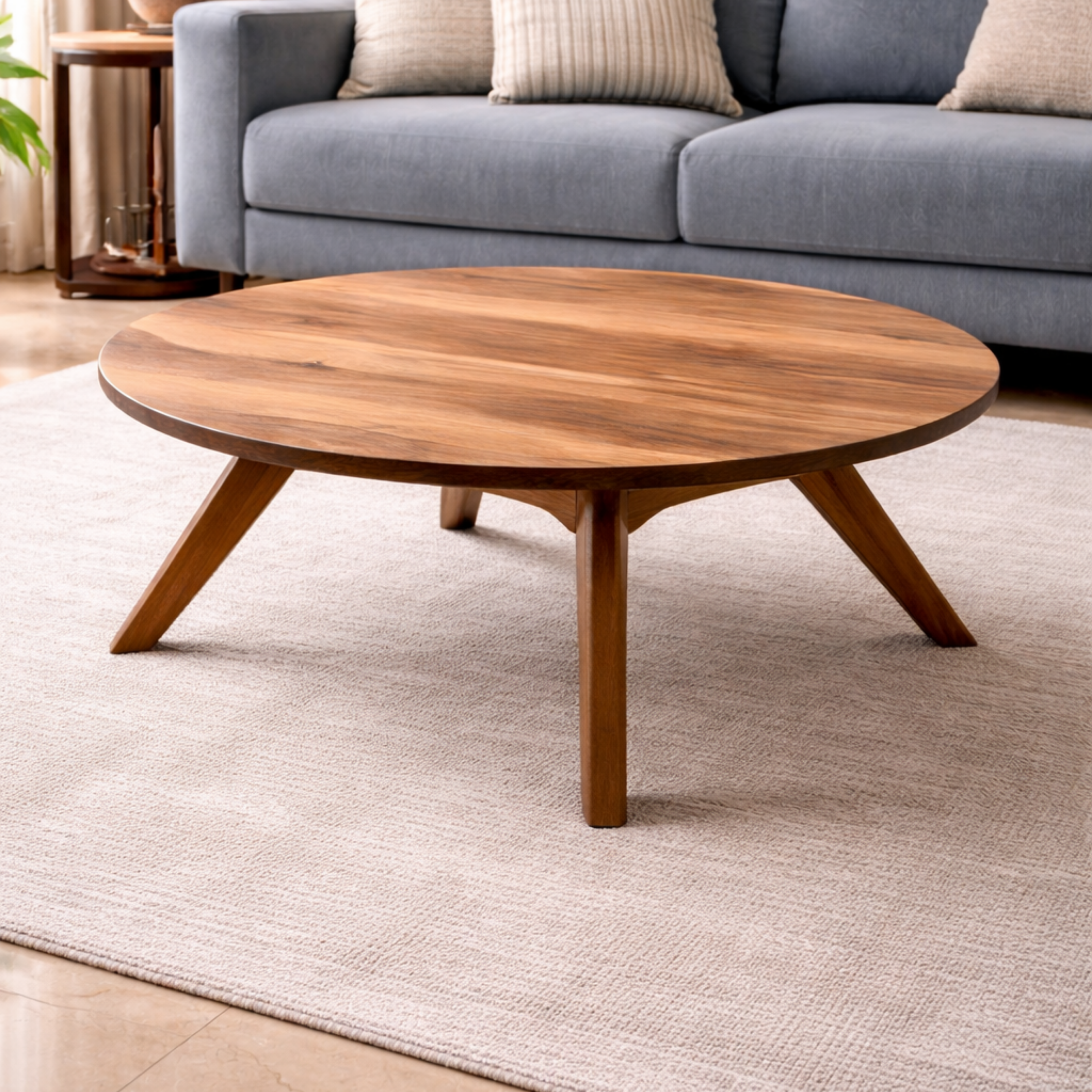 ARENA Round Coffee Table XACH Sheesham Top Walnut Legs ARENA
