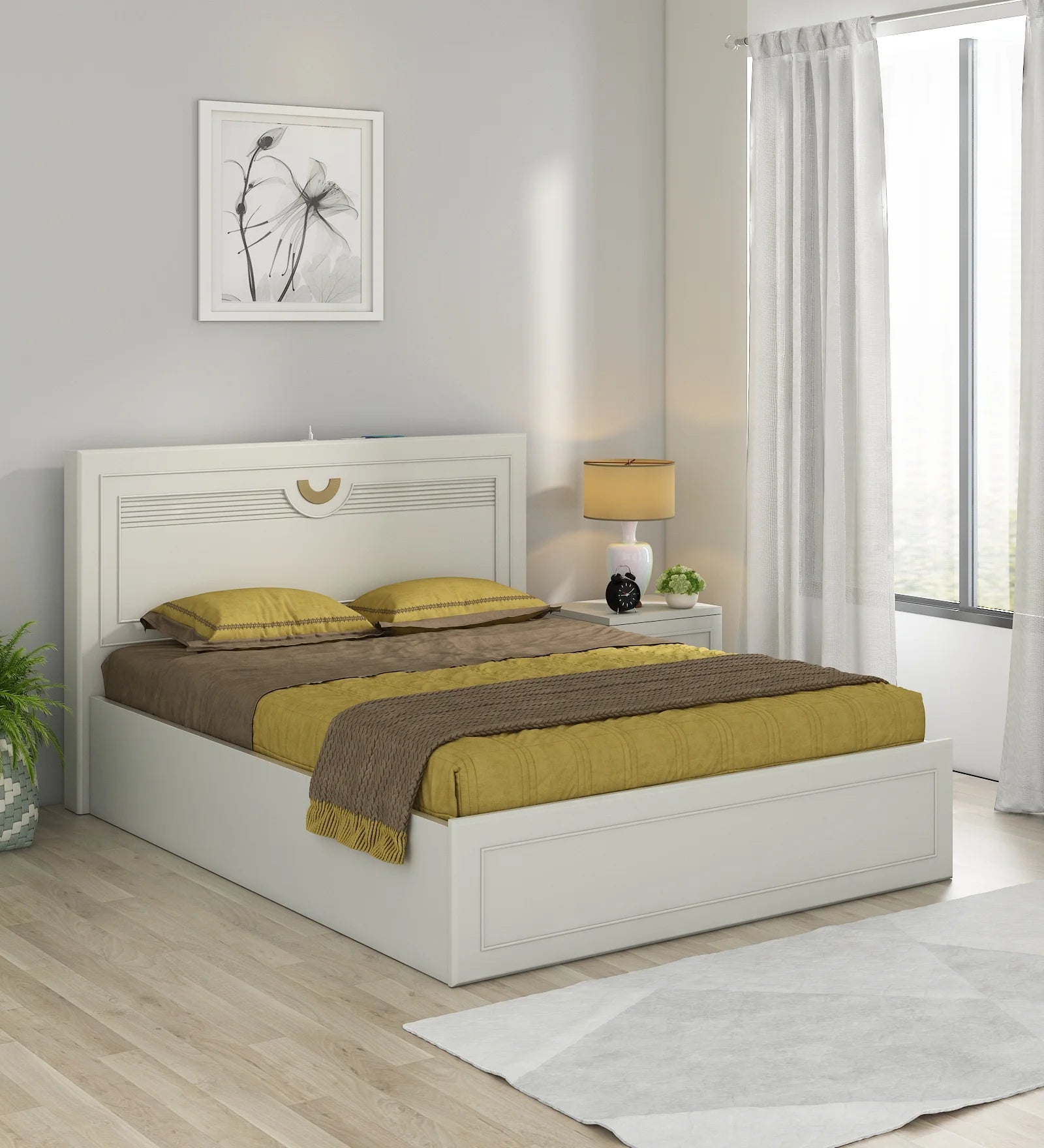 SW BED AKIRA WITH FULL LIFT ON - PUMIC GREY SPACEWOOD