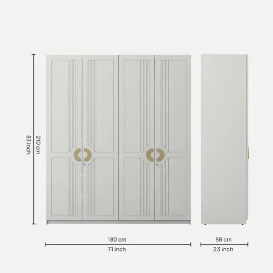 SW 4 DOOR WARDROBE AKIRA - PUMIC GREY SPACEWOOD