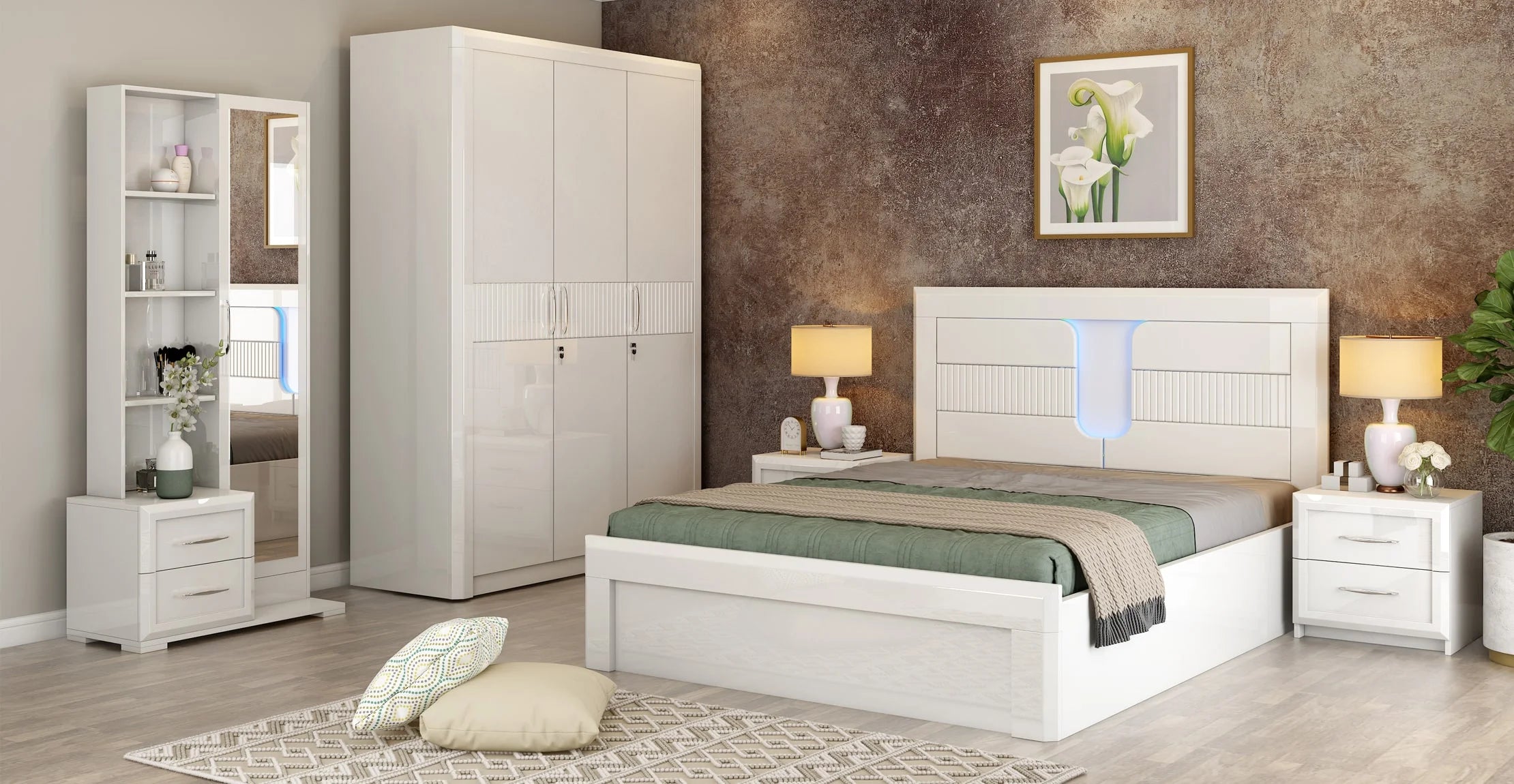 ARCTIC BEDROOM SET SPACEWOOD