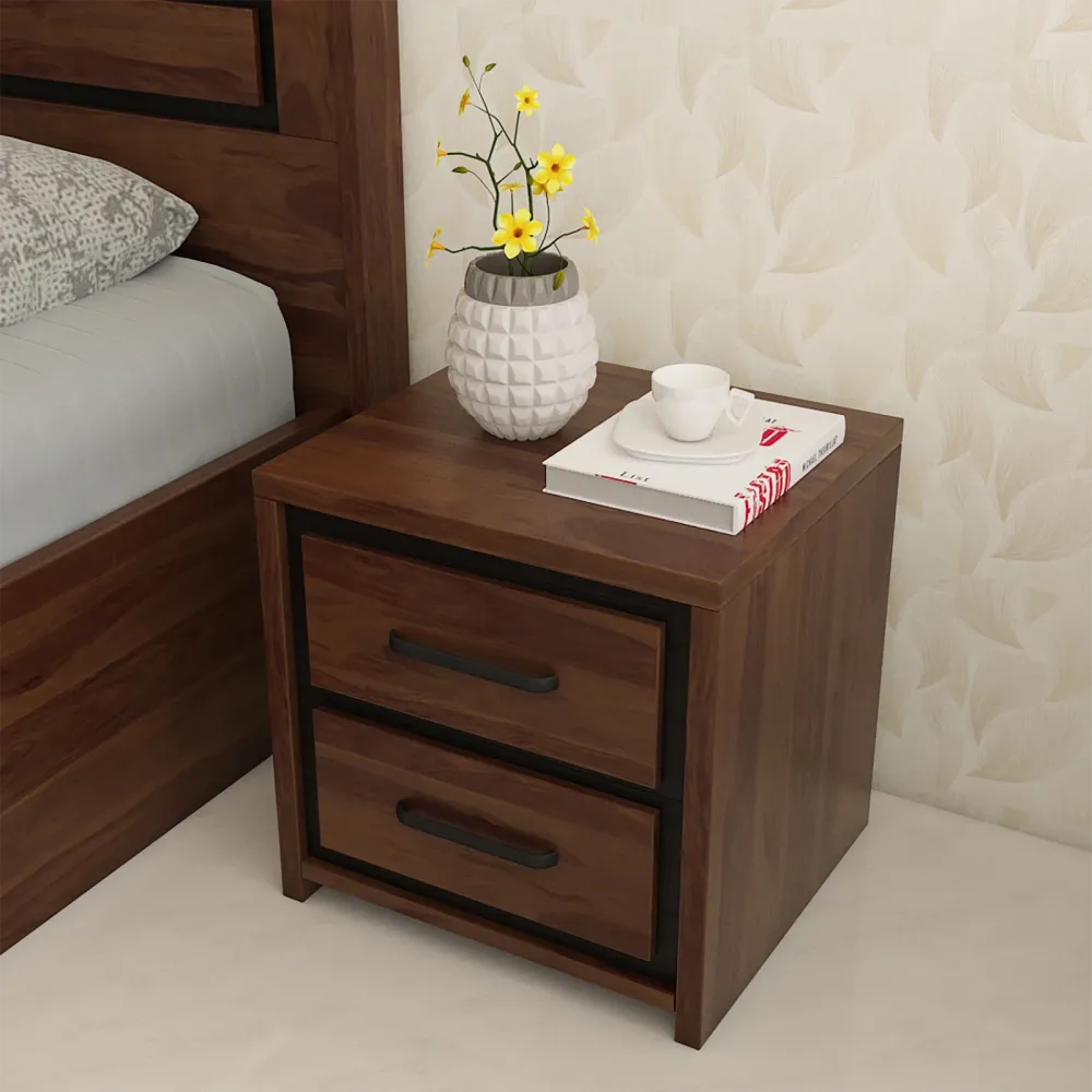 Spacewood Bedside Boston Bed Side Table In Sheesham Finish SPACEWOOD