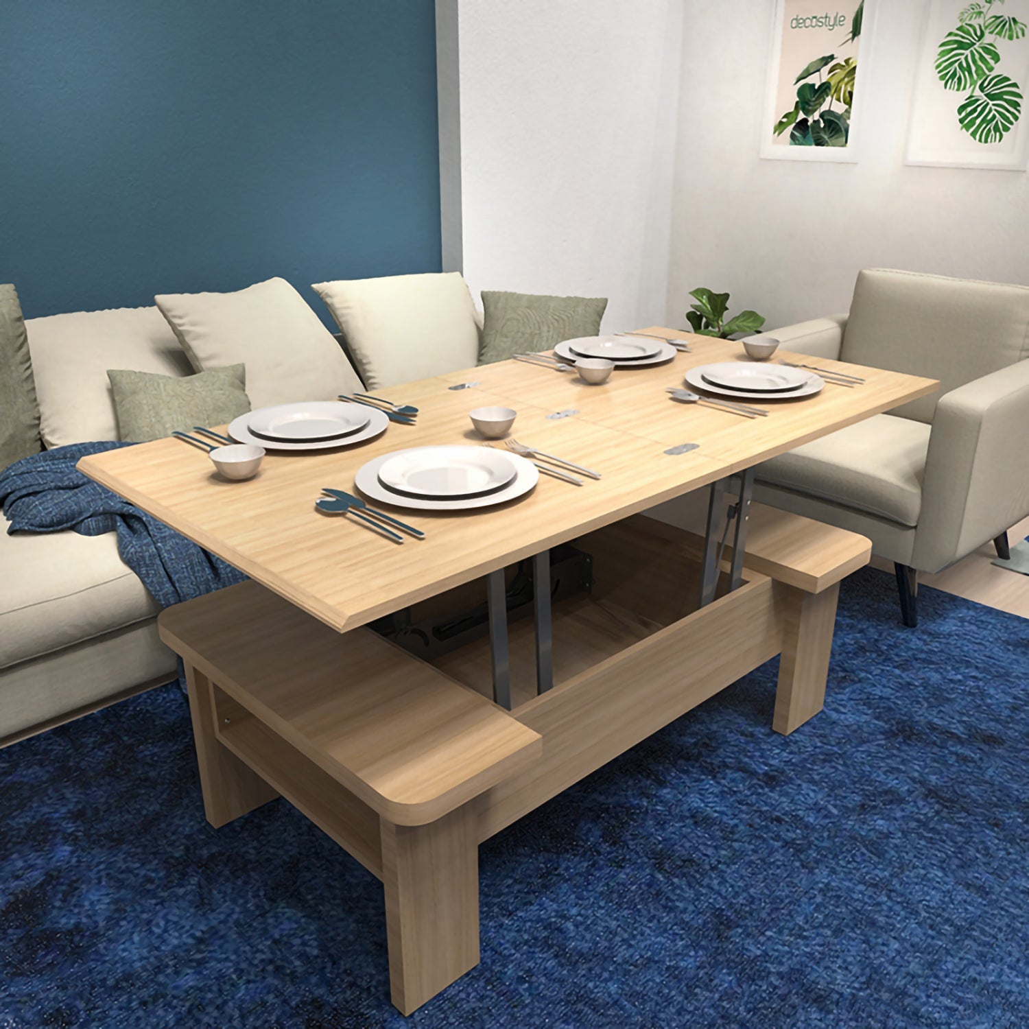 DECOSTYLE DC2D103 WES Multipurpose Coffee Table Teak DECOSTYLE