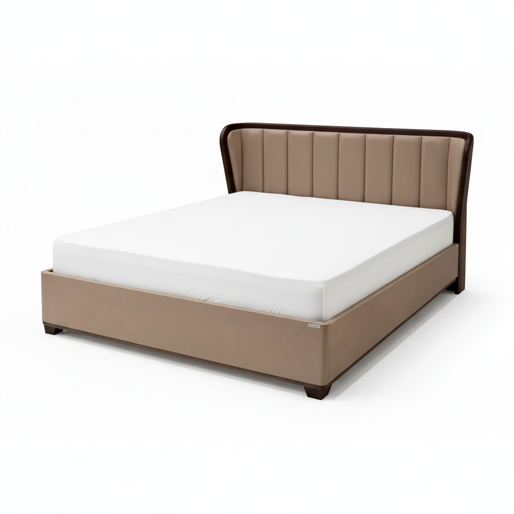 SW QUEEN BED ADORE DESIRE- SAHARA BEIGE & DARK BROWN SPACEWOOD