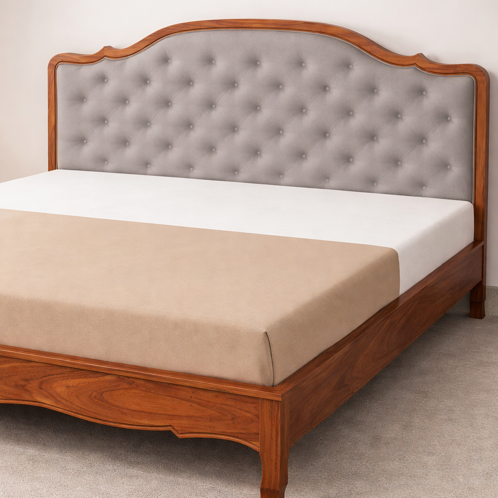 ARENA KING SIZE BED LOUIS R2081 LIGHT HONEY BROWN GREY UPHO CMM Arena Retails Pvt Ltd