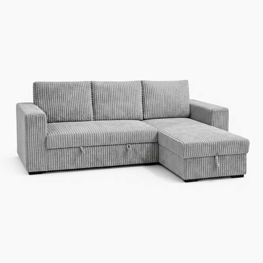 ARENA SOFA BED L- SHAPE 974-5 LIGHT GREY PVC LEGS ARENA