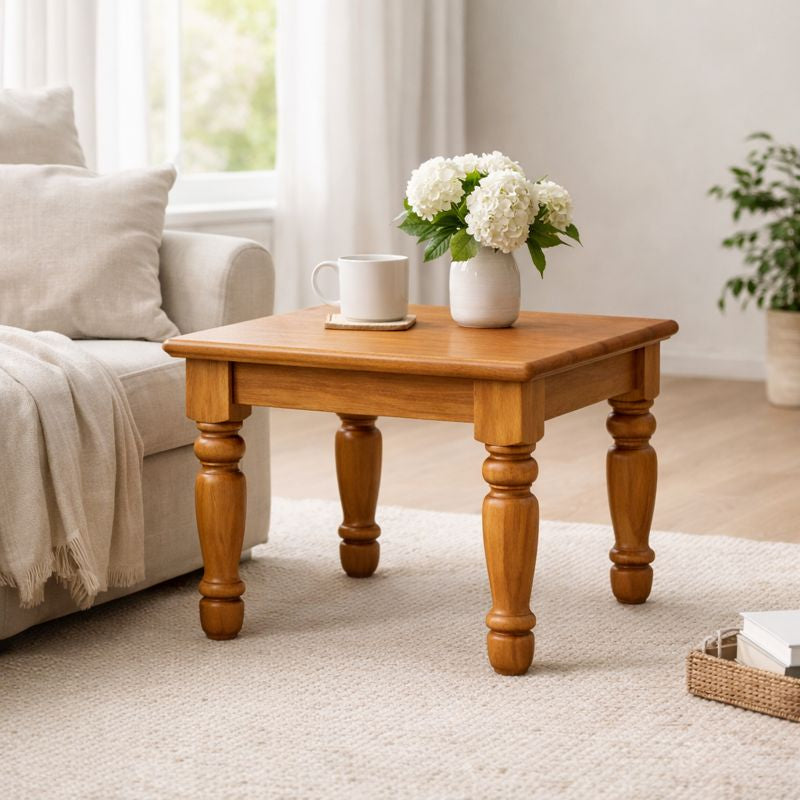 ARENA Side Table Vintage Acacia Wood Light Honey Brown Finish ARENA