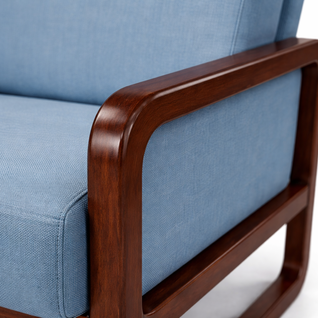 ARENA SOFA SET (3+1+1) NEW TEXAS WALNUT MATT GREY UPHOLSTRY ARENA