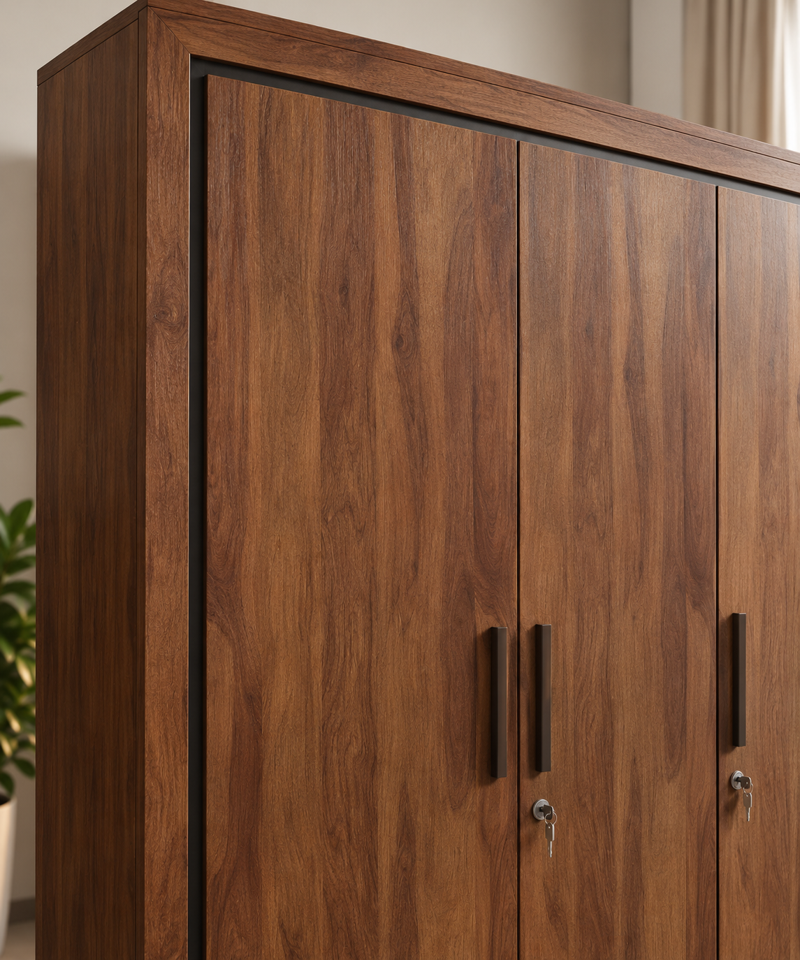 SW 3 DOOR WARDROBE BOSTON PB SHEESHAM WOOD FINISH SPACEWOOD