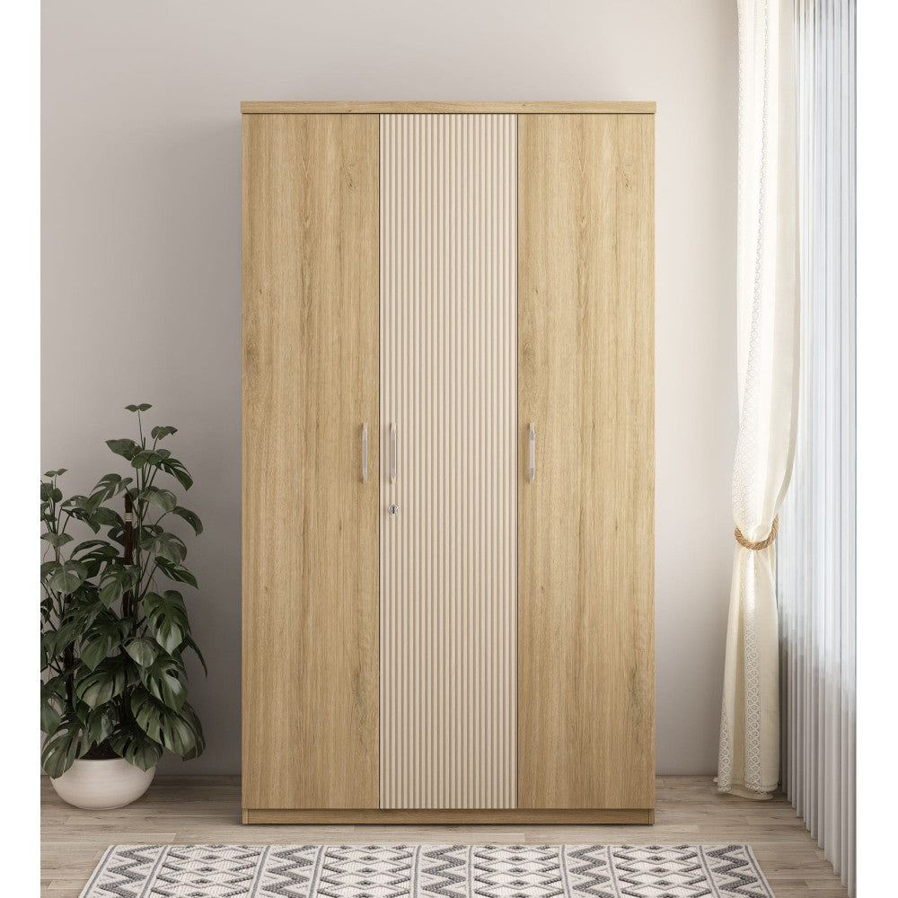SW 3 DOOR WARDROBE CLEO - SANTANA OAK & BAMBOO FLUTE SPACEWOOD