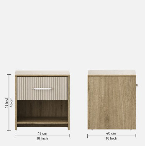 SW BED SIDE CLEO - SANTANA OAK & BAMBOO FLUTE SPACEWOOD