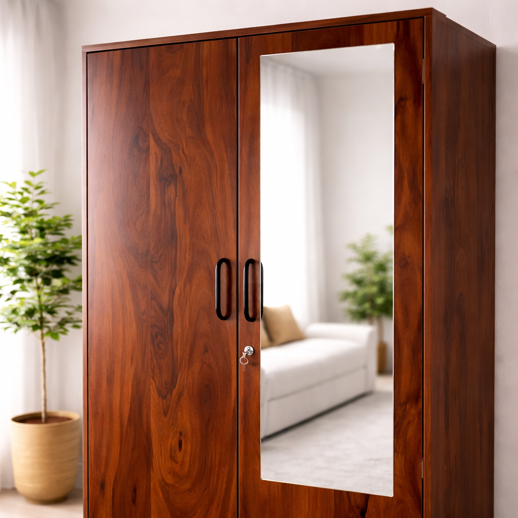 SW 2D WARDROBE LOUIS WITH MIRROR SPACEWOOD