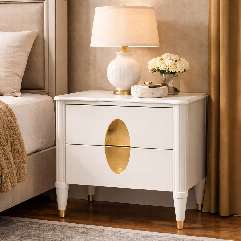 ARENA BEDSIDE TABLE PA126 CHAMPAGNEE GOLD 595X395X600 ARENA
