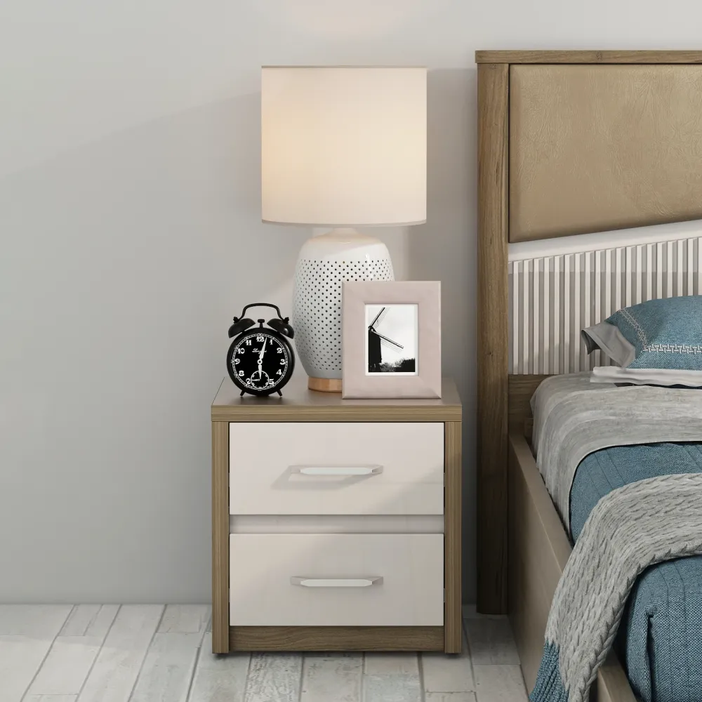 SW BED SIDE TABLE NORA PVC HD - LYON WALNUT CMM Arena Retails Pvt Ltd