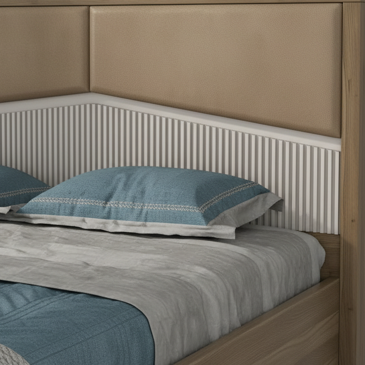 SW KING BED NORA WITH FULL LIFT ON TOP PVC HD - LYON WALNUT SPACEWOOD