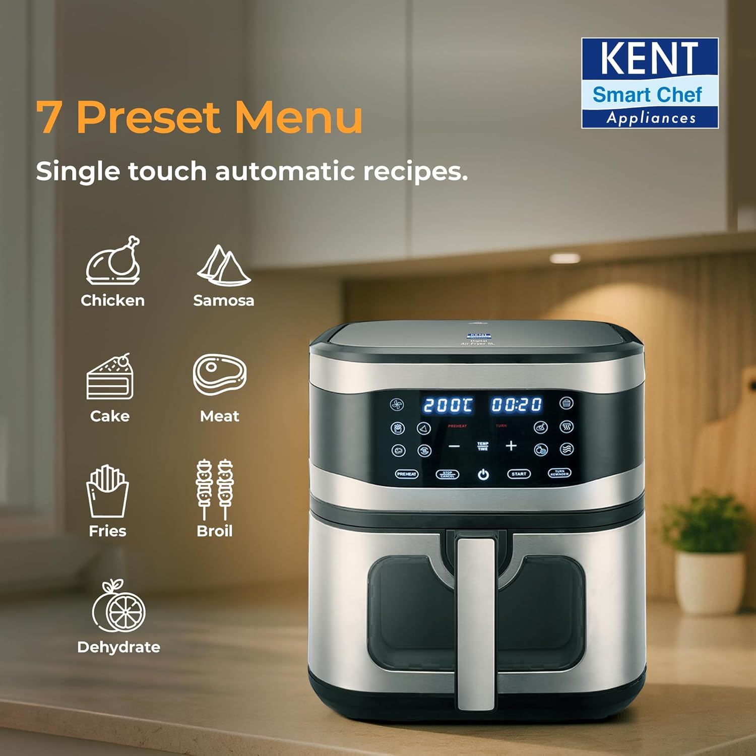KENT AIR FRYER DIGITAL 8 LTRS 1700 W KENT