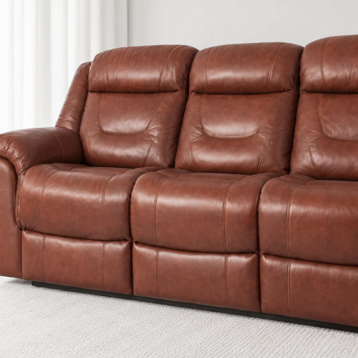 ARENA JOY Three Seater Manual Recliner Brown ARENA