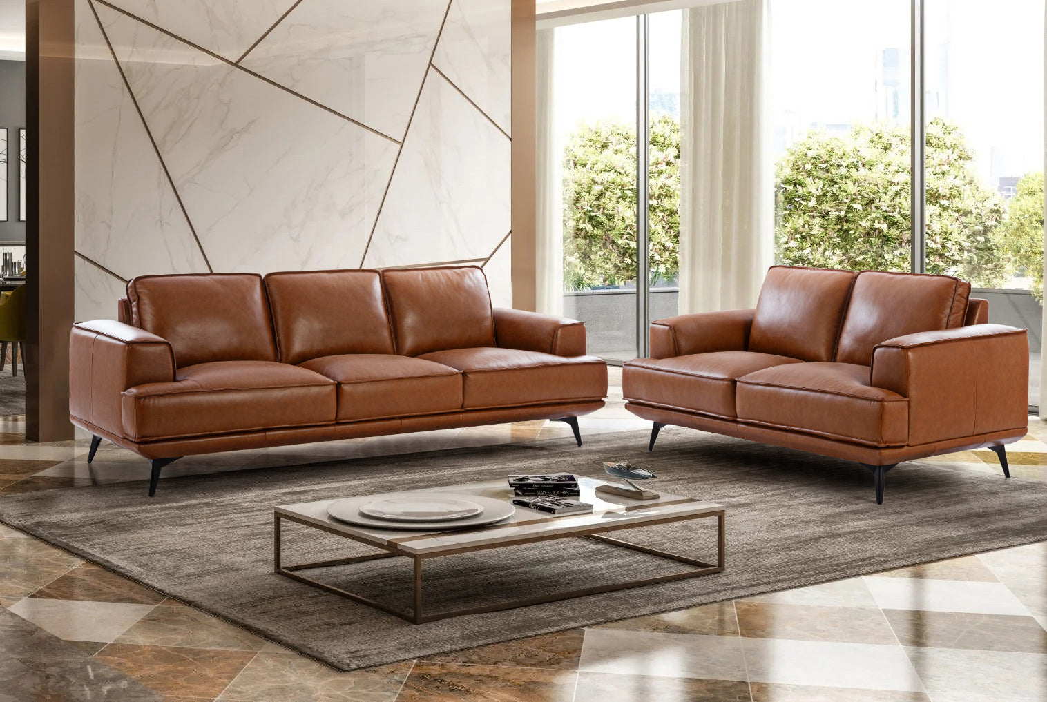ARENA 2 PC SOFA SET 3+2 MONROVIA - TUSCANY CINNAMON BROWN ARENA