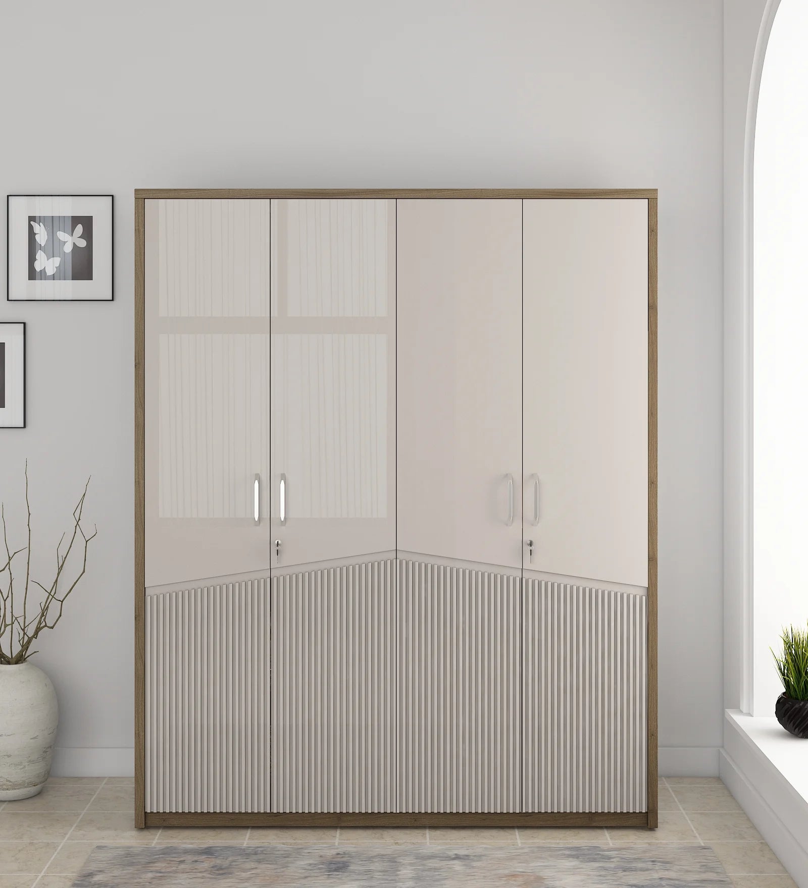 SW 4 DOOR WARDROBE NORA PVC HD - LYON WALNUT spacewoo