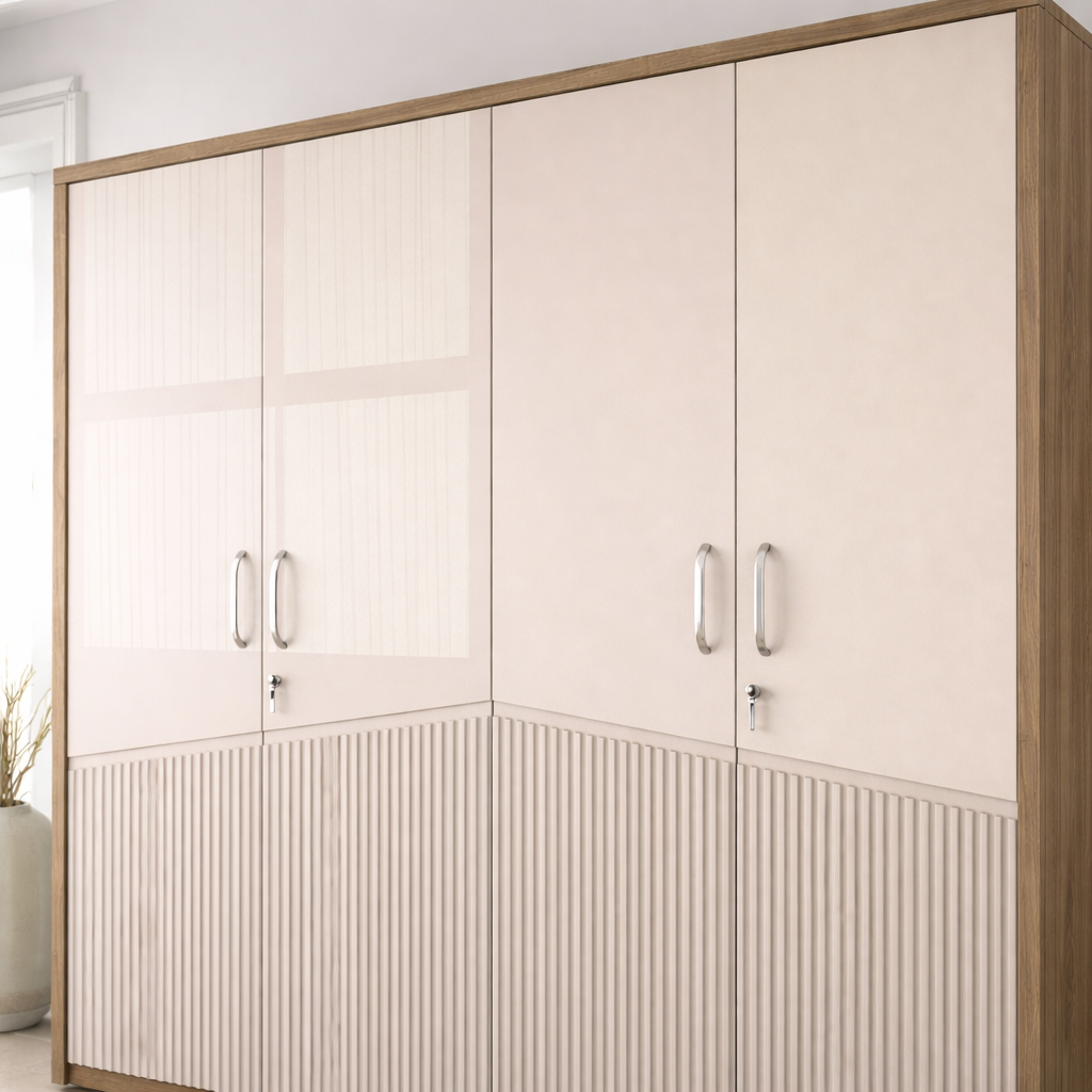SW 4 DOOR WARDROBE NORA PVC HD - LYON WALNUT SPACEWOOD