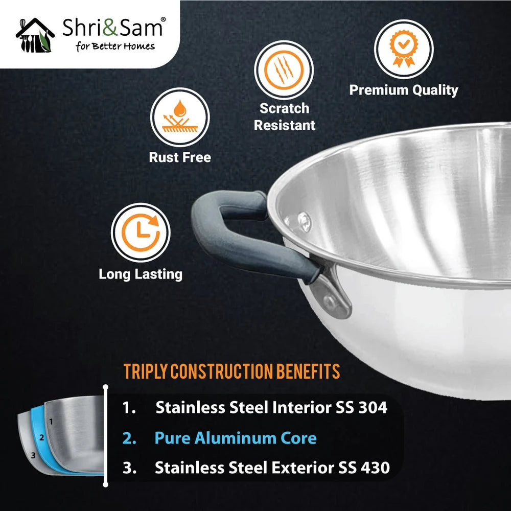 SHRI & SAM JHC-311-4- SS COOKWARE TRIPLY S/4 SET SHRI & SAM