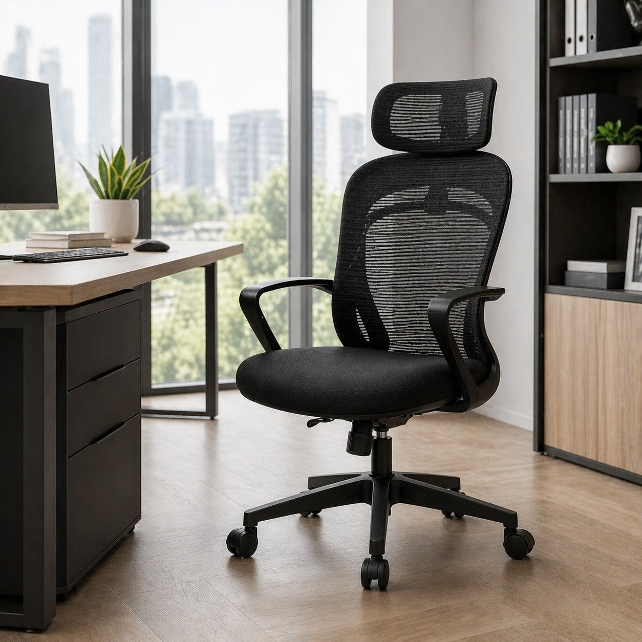 ARENA MID BACK CHAIR MUXA FERN BLACK MB CMM Arena Retails Pvt Ltd
