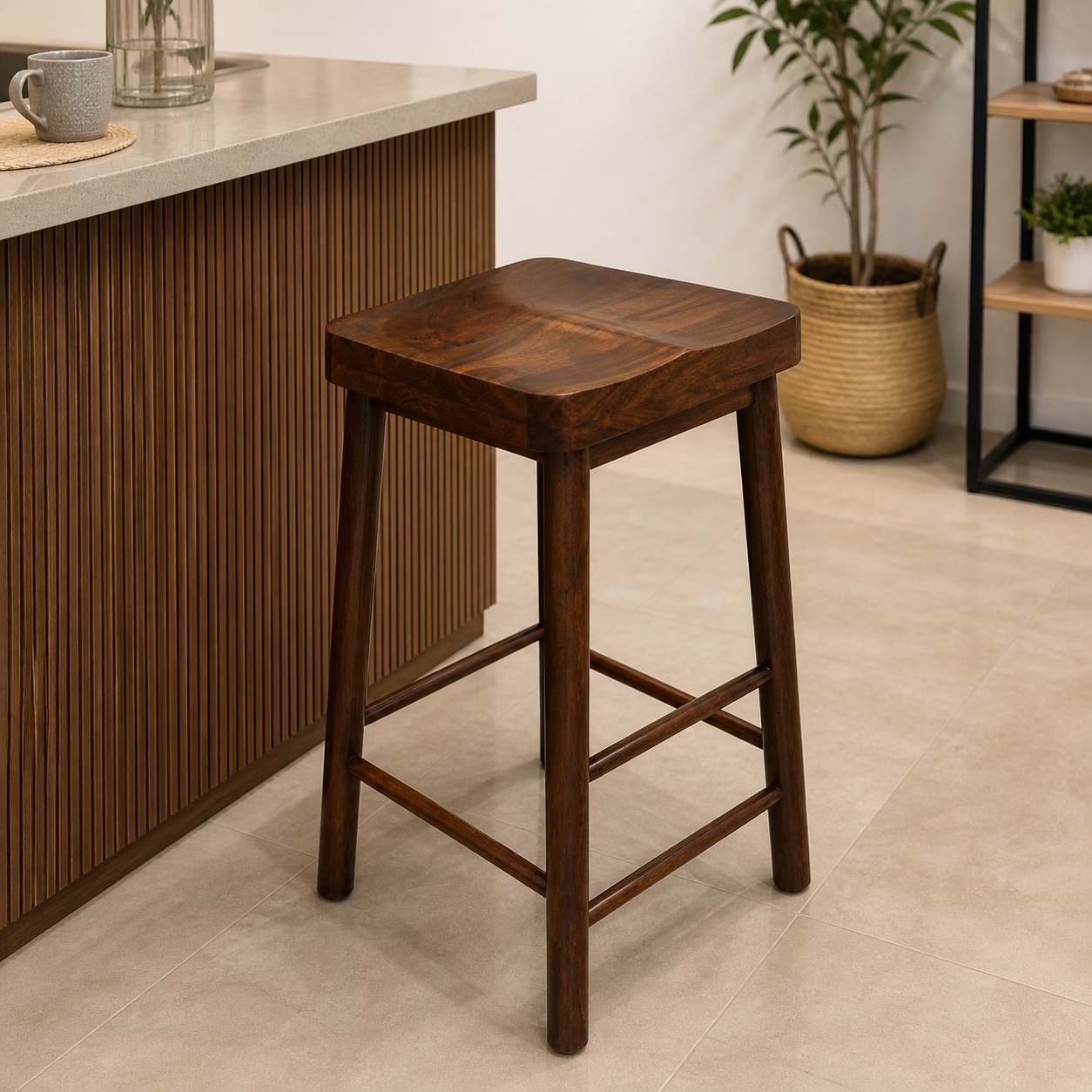 ARENA BAR STOOL R1916 CURVE WOOD SEAT ARENA