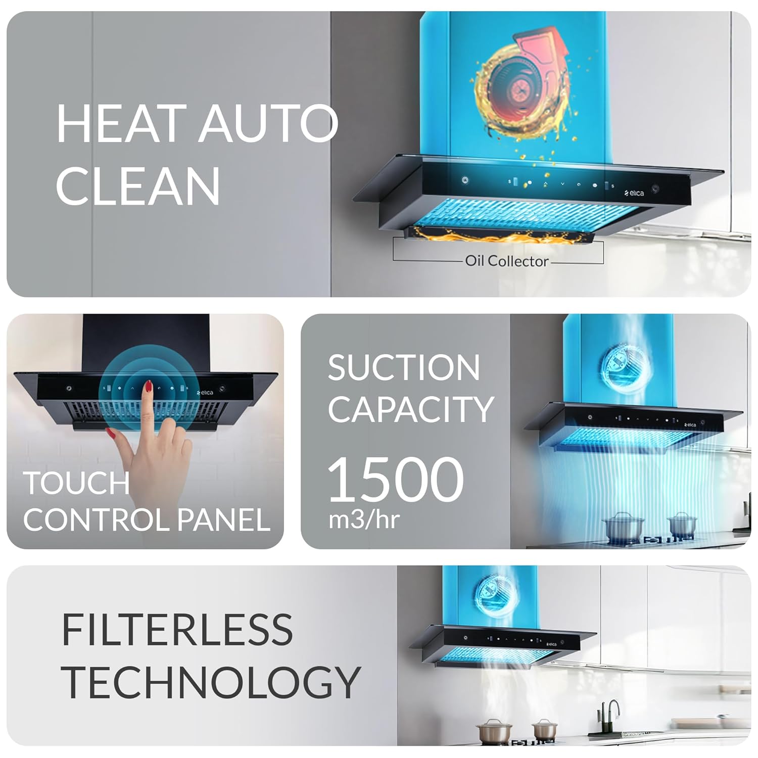 ELICA CHIMNEY FLAT GLASS LTW NA60 CM CHIMNEY ELICA