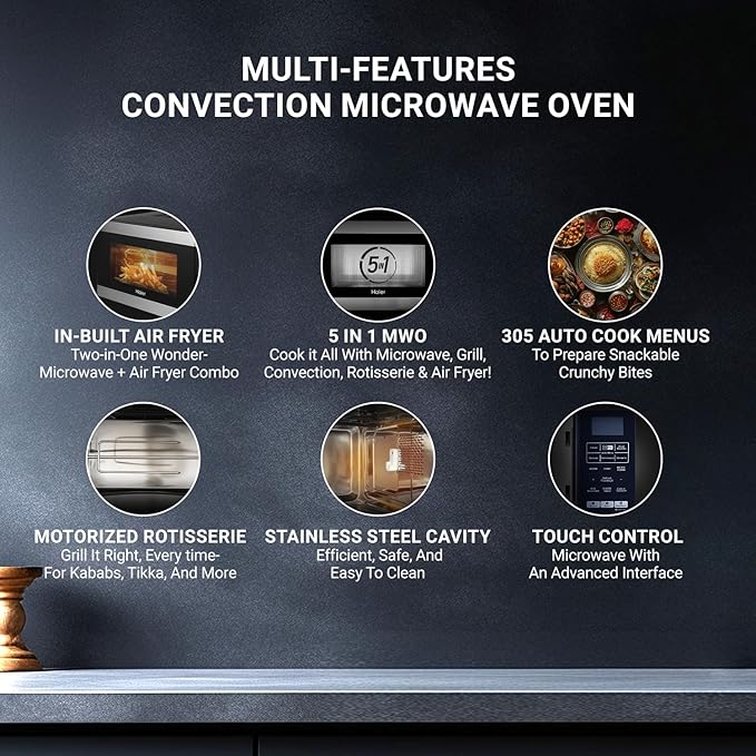 HAIER Convection Microwave Oven with In-built Air Fryer Function HIL3001ARSB 30 L HAIER
