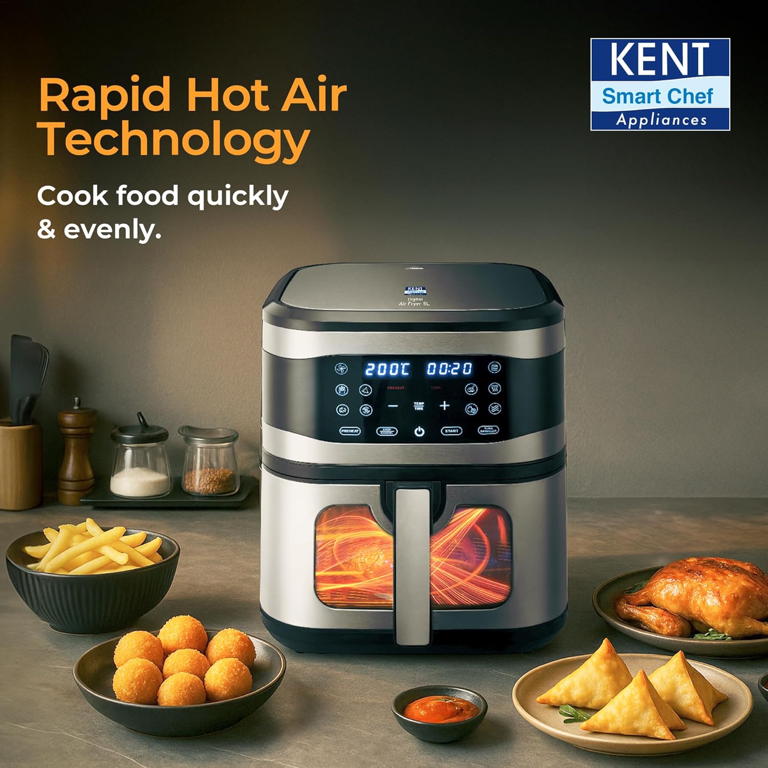 KENT AIR FRYER DIGITAL 8 LTRS 1700 W KENT