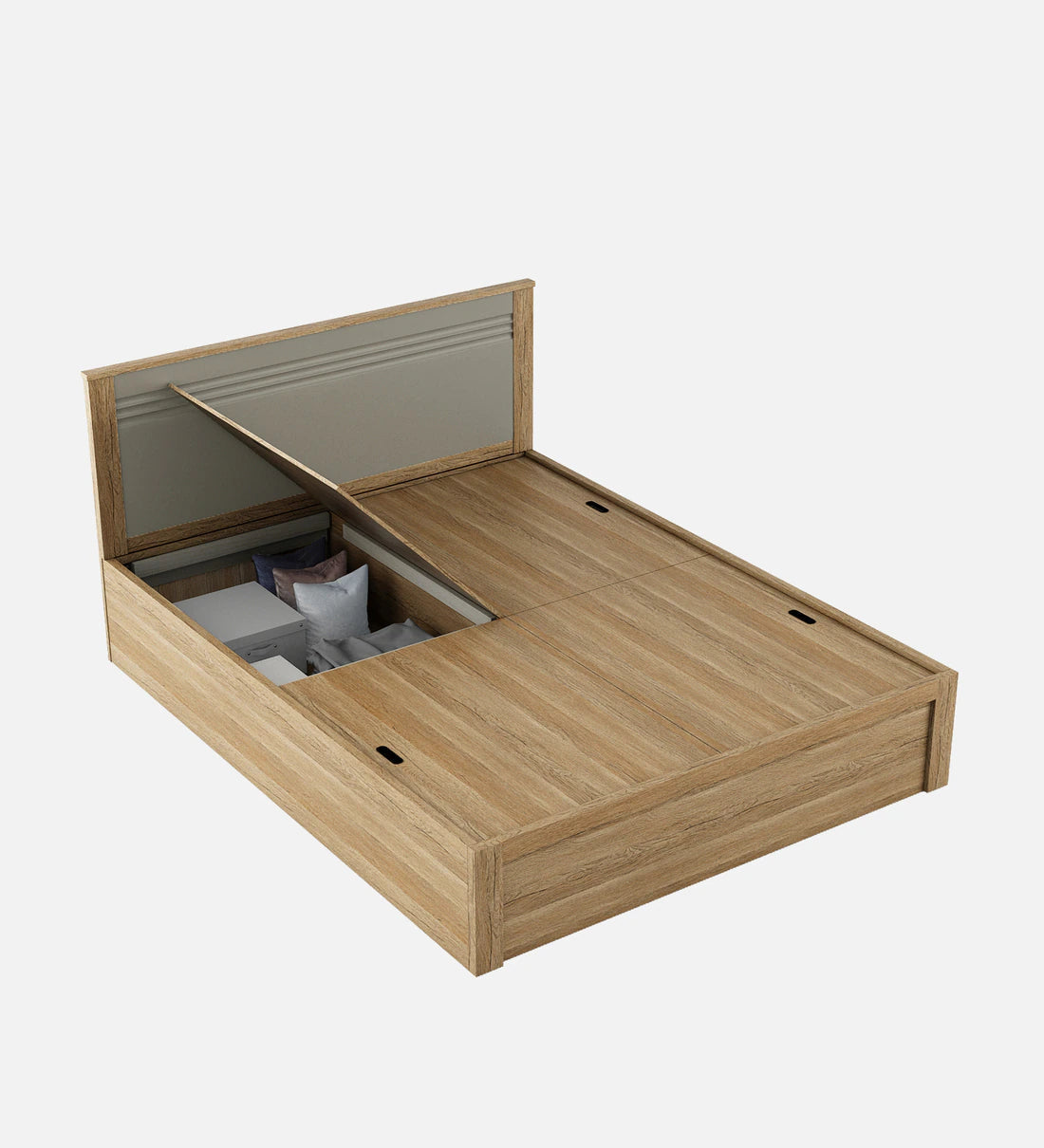 SW QUEEN BED NESTER WITH FRONT PULL OUT STORAGE SEBASTIAN OAK SPACEWOOD
