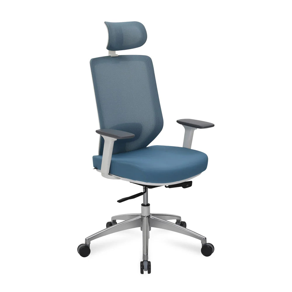 NL POISE PRO HIGH BACK MESH CHAIR WHITE-BLUE NILKAMAL
