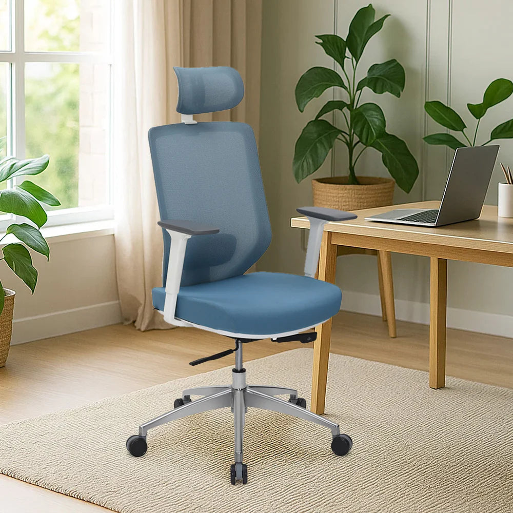 NL POISE PRO HIGH BACK MESH CHAIR WHITE-BLUE NILKAMAL